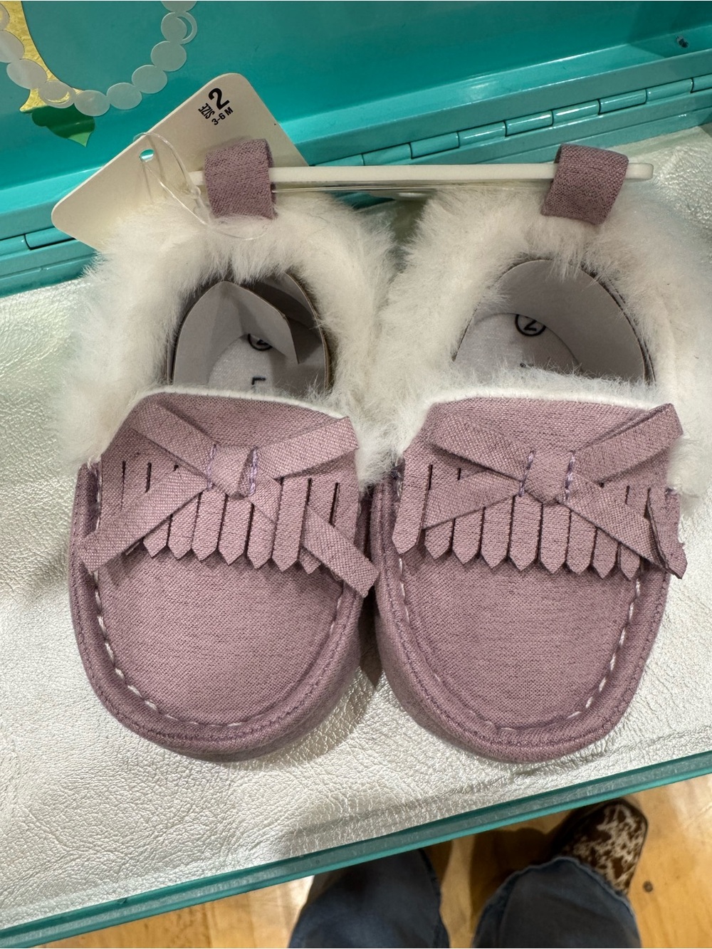 Lucky Brand Kids Moccasins - Lavender with White Faux Fur Trim